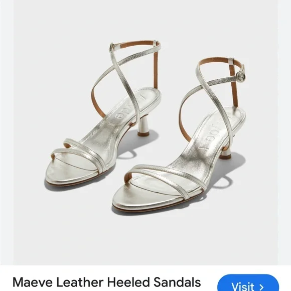 Aeyde Maeve leather Silver Strappy sandals heels stiletto - Picture 1 of 11